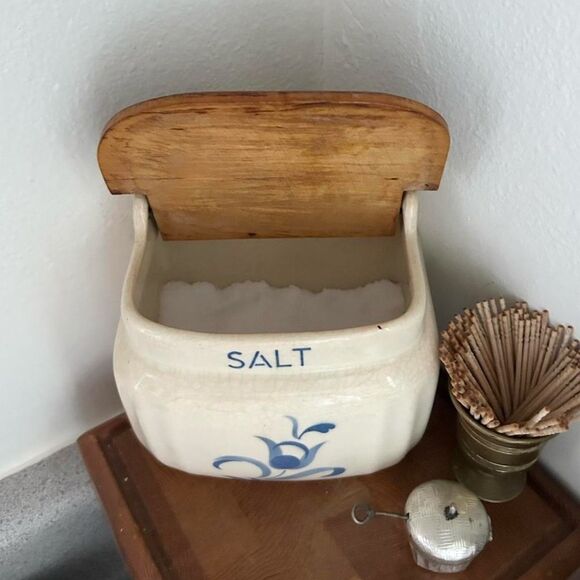 1930s Vintage Rörstrand Swedish Porcelain Salt Cellar Box - Picture 3 of 4